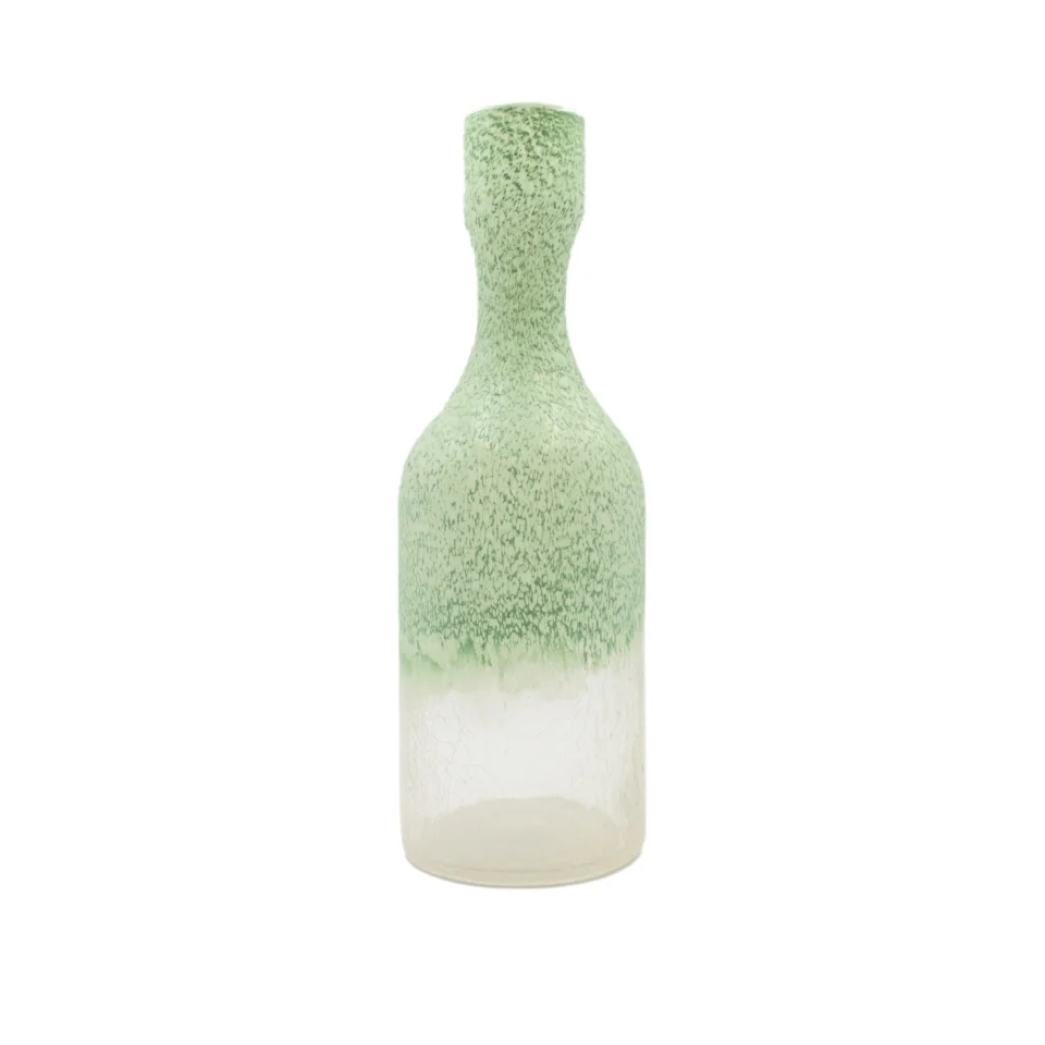 Emerald Mist Ombré Frosted Glass Vase