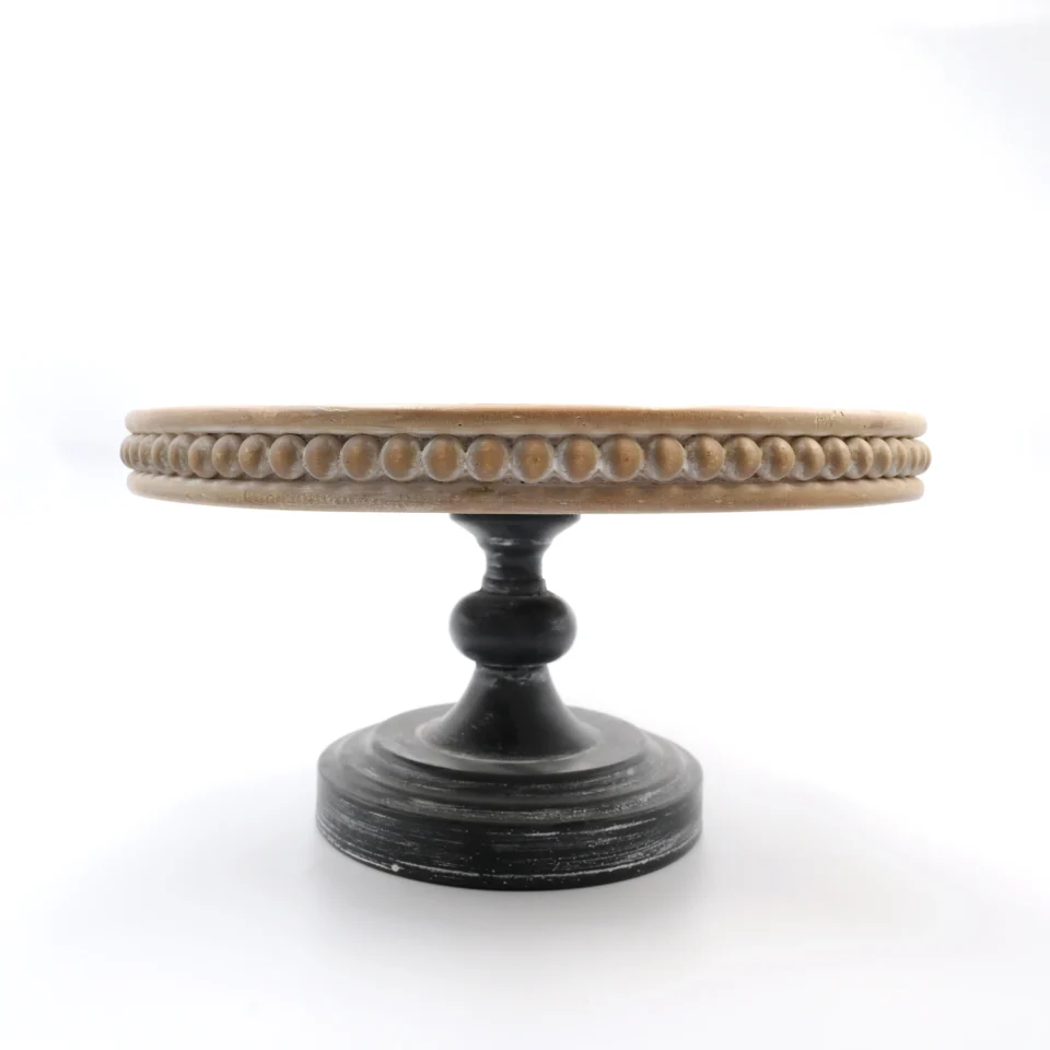 The Artisan Beaded Wood Cake Stand