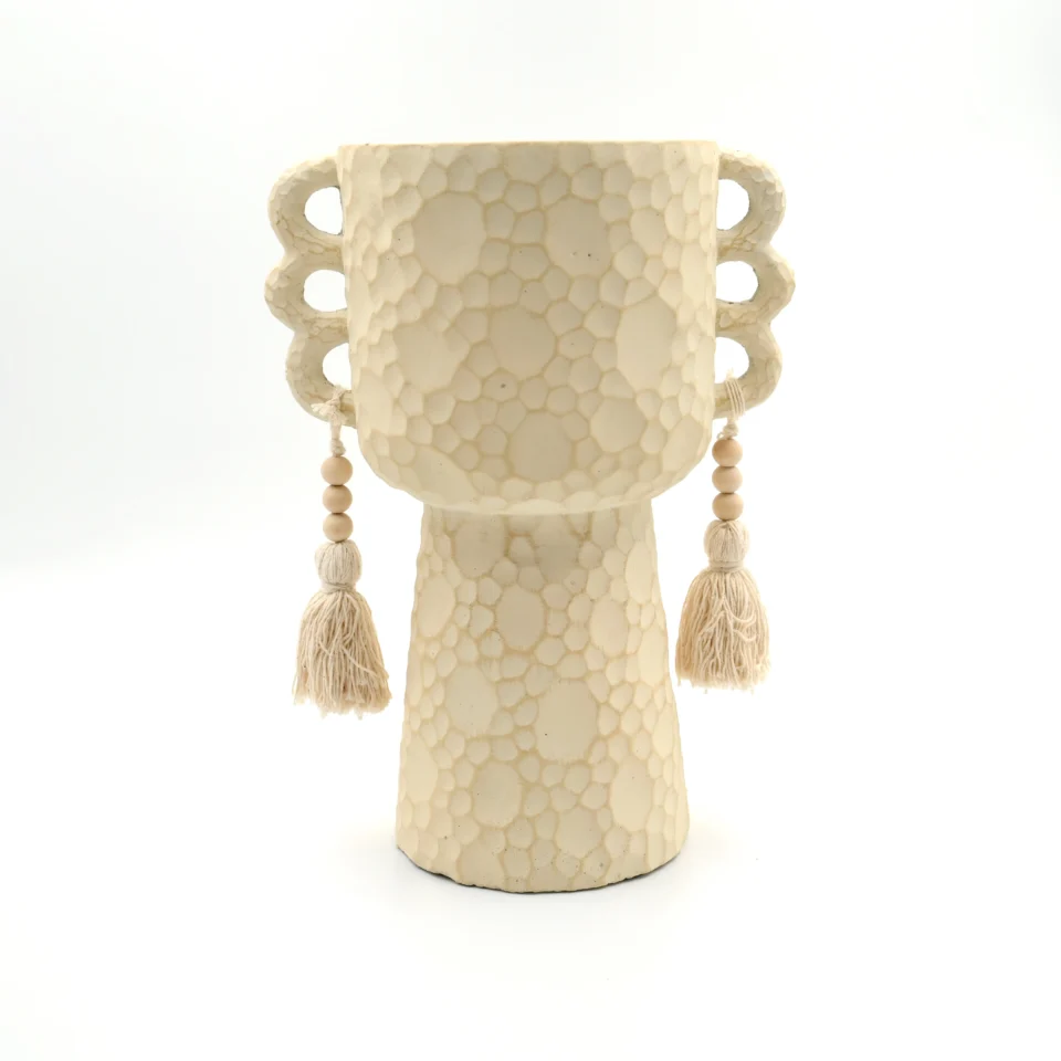 The Sahara Textured Tassel Vase