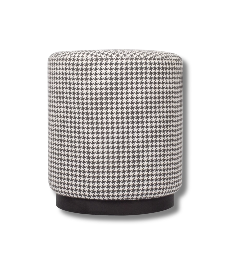Monochrome Houndstooth Artisan Pouf