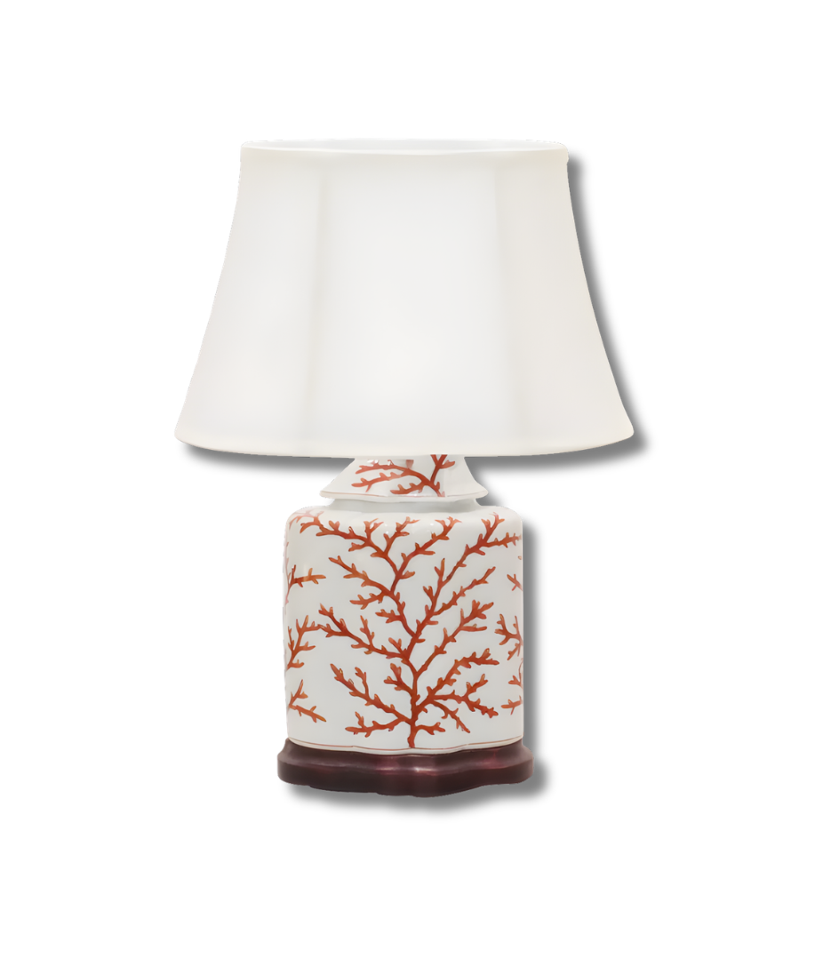 White and Red Side Table Lamp