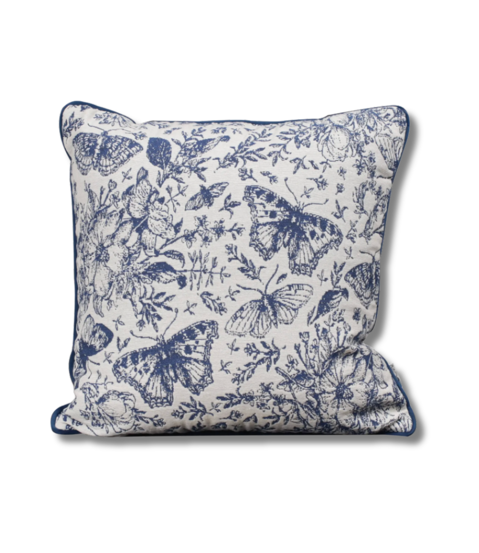 Celadon White Butterfly Jacquard Square Pillow