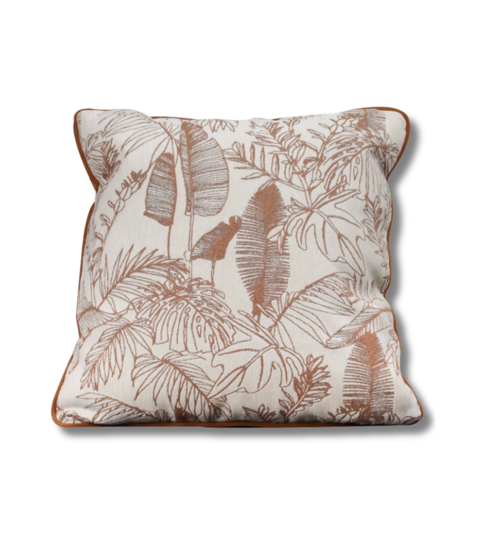 Brown Jacquard Rolled Rope Square Pillow