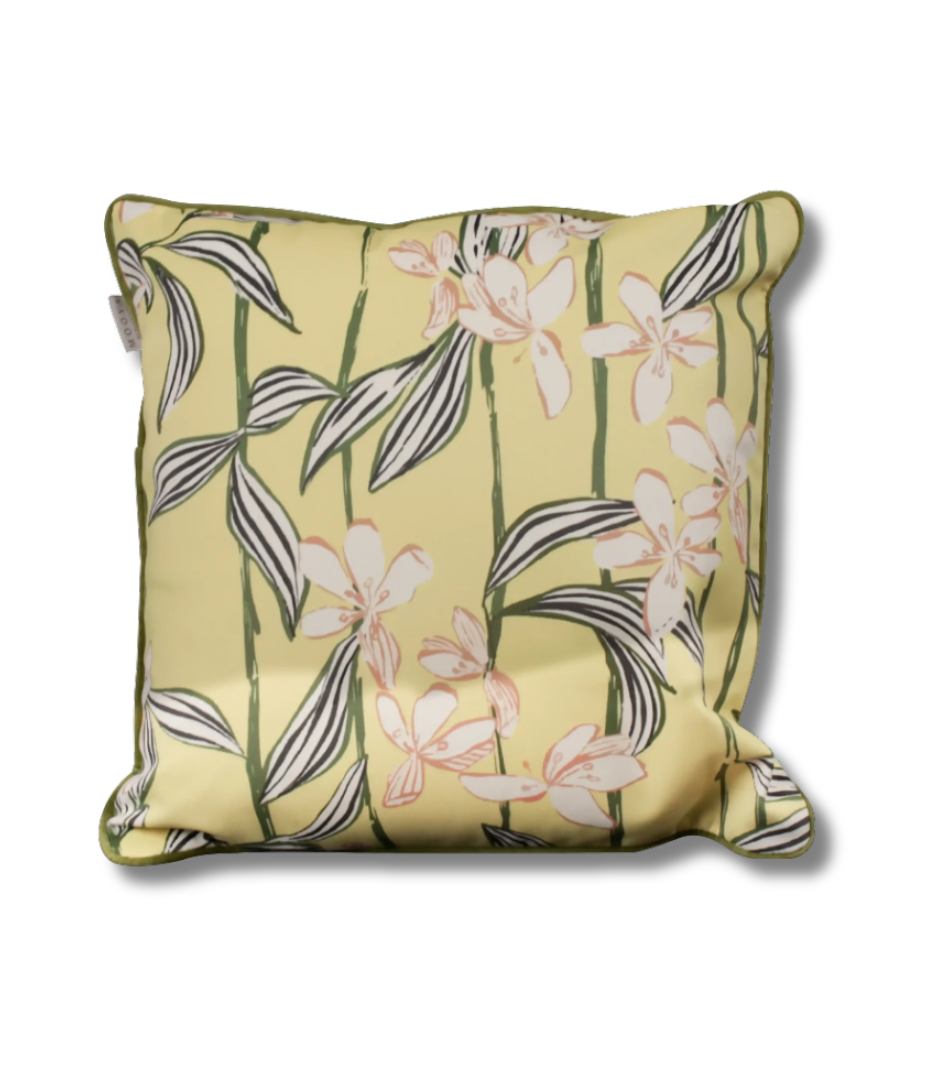 Yellow and White Flower Rolled Rope Square Pillow