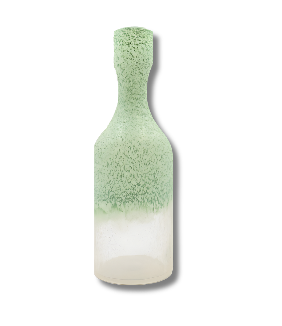 Emerald Mist Ombré Frosted Glass Vase