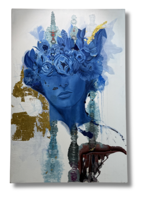 blue floral portrait art Qatar