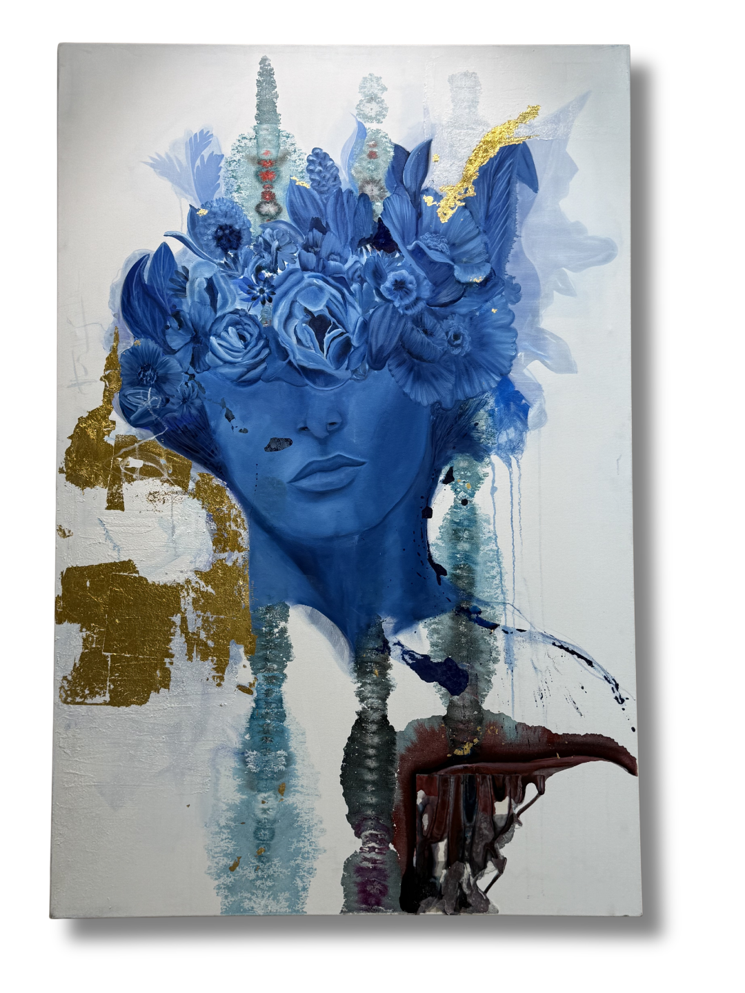 blue floral portrait art Qatar
