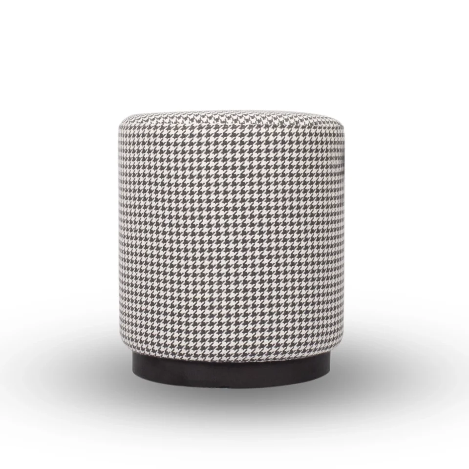 Monochrome Houndstooth Artisan Pouf