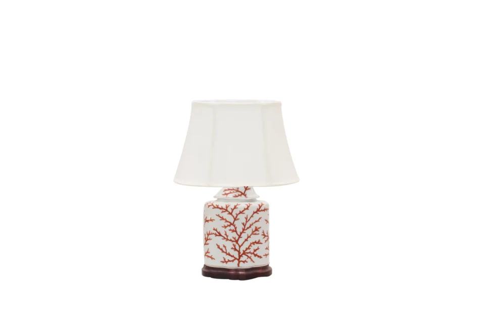 White and Red Side Table Lamp