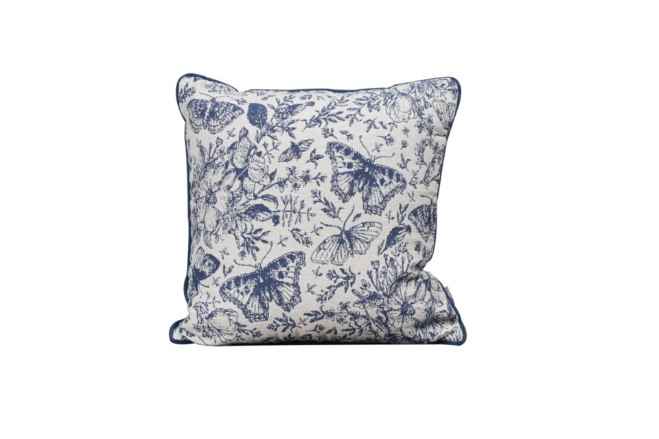Celadon White Butterfly Jacquard Square Pillow