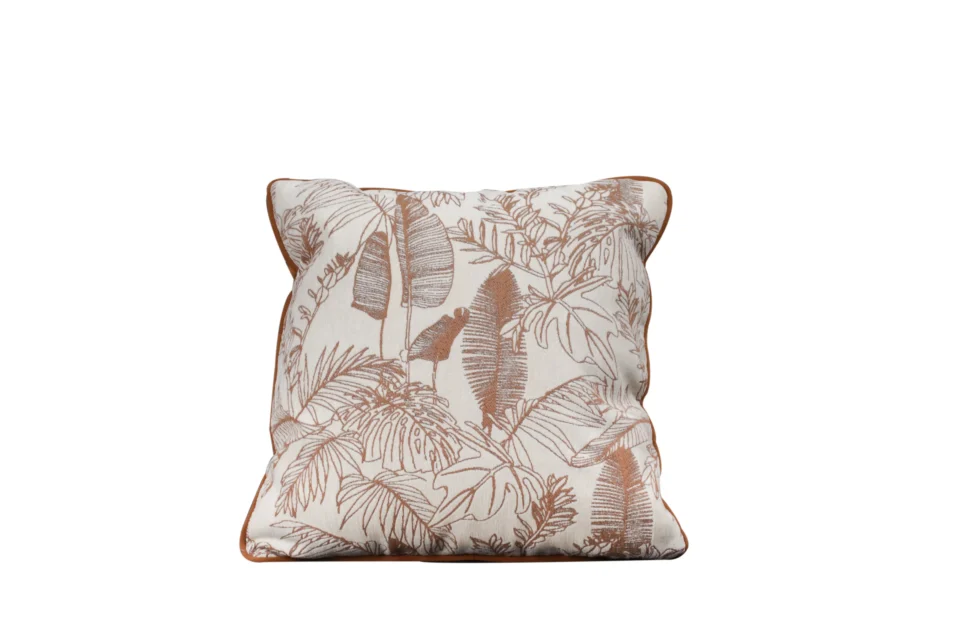 Brown Jacquard Rolled Rope Square Pillow