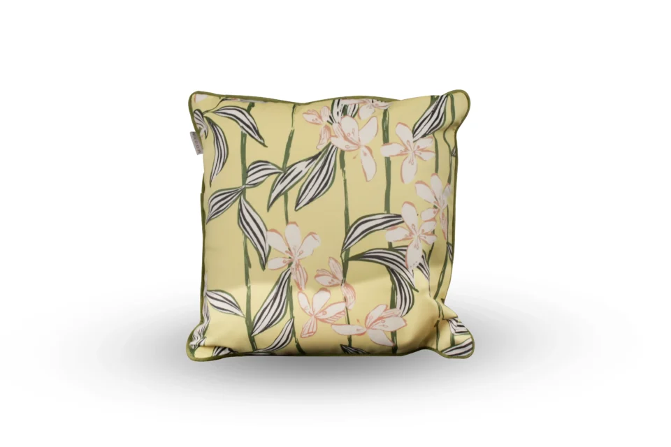 Yellow and White Flower Rolled Rope Square Pillow