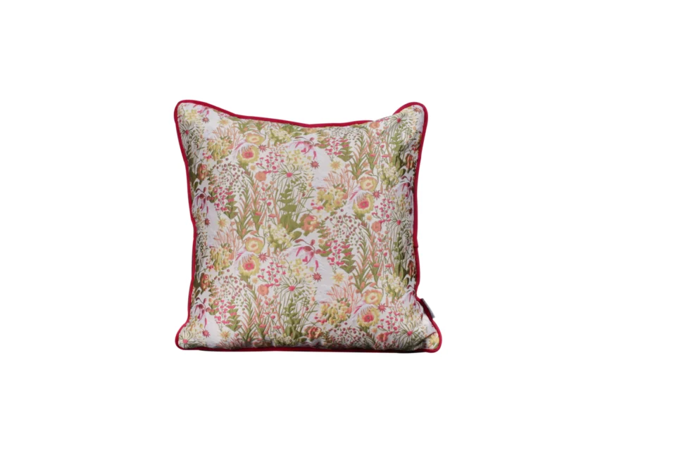 Begonia Red Embossed Jacquard Square Pillow